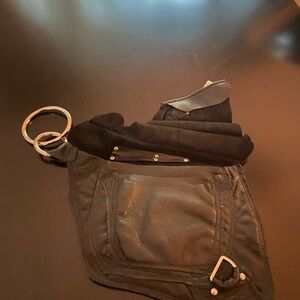 Chic Black Belt Bag with Silver Rings